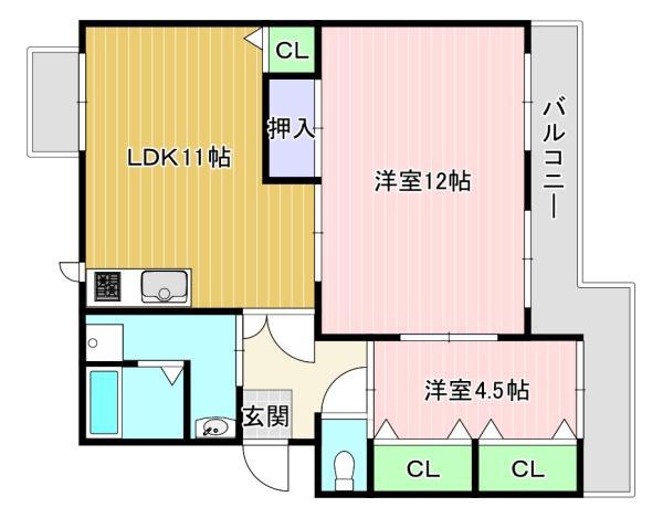 ハーモニーTAKANO(2LDK/3階)の間取り写真