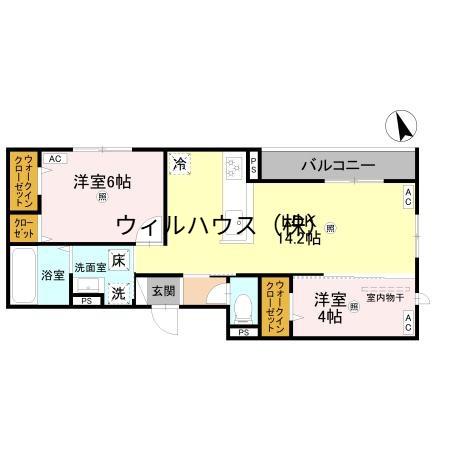パサログランデ浜寺諏訪森3(2LDK/1階)の間取り写真