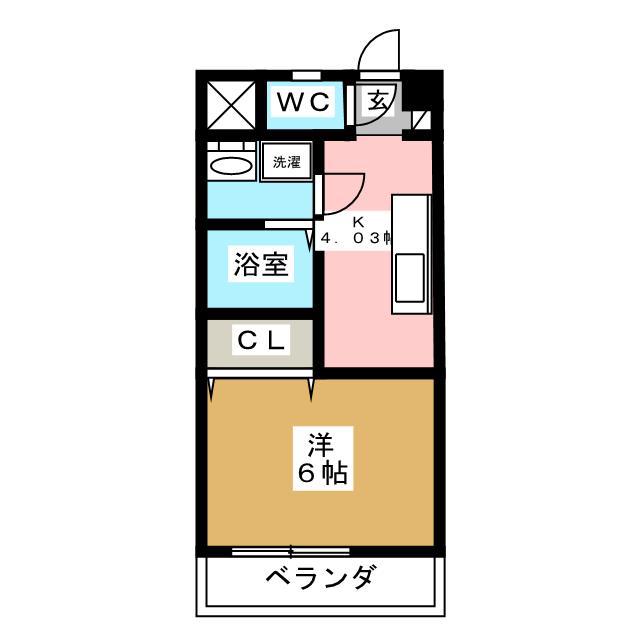 アルファマンション(1DK/2階)の間取り写真