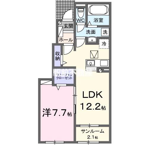ウイング・ヴィレッジ(1LDK/1階)の間取り写真