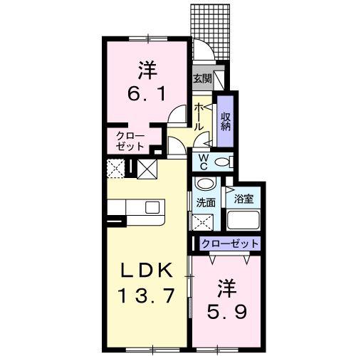 アリ・ビラII(2LDK/1階)の間取り写真