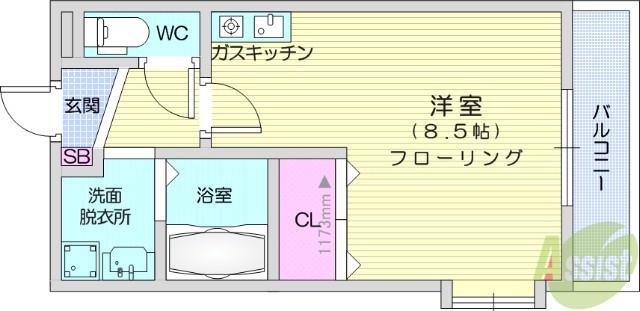 グレースフルS(ワンルーム/2階)の間取り写真