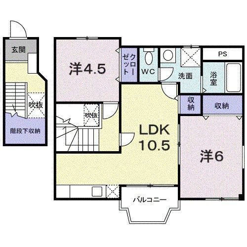 コーポ篠山(2LDK/2階)の間取り写真