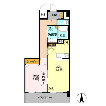 VILLA DEST OHTE(1LDK/1階)の間取り写真