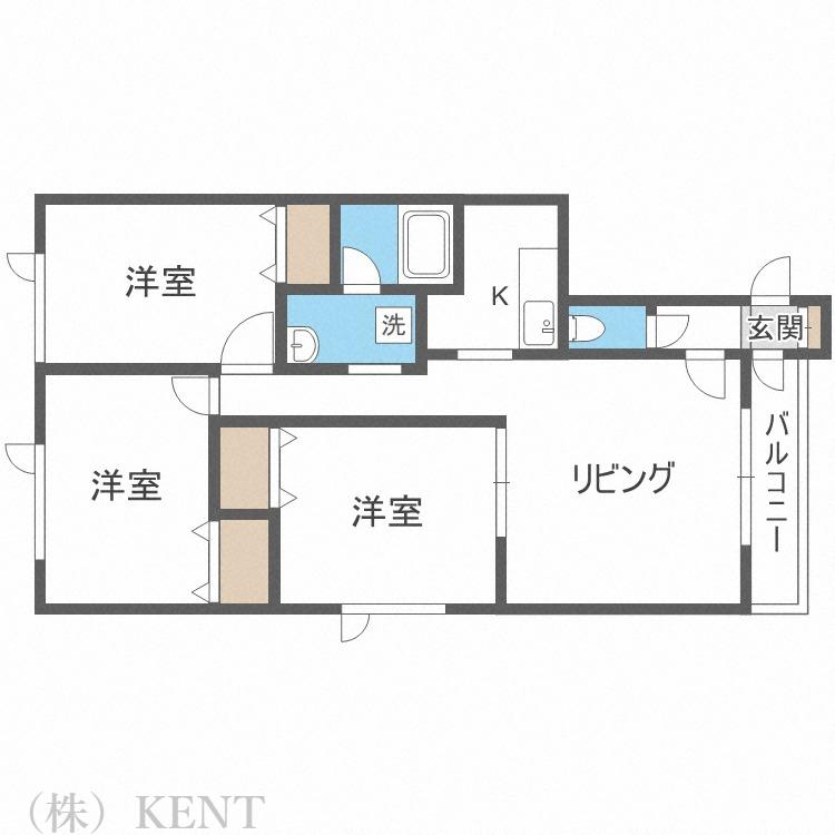 ハマナスハイツ(3LDK/2階)の間取り写真