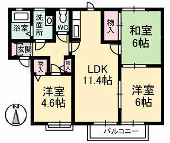 ディアスイースト(3LDK/2階)の間取り写真