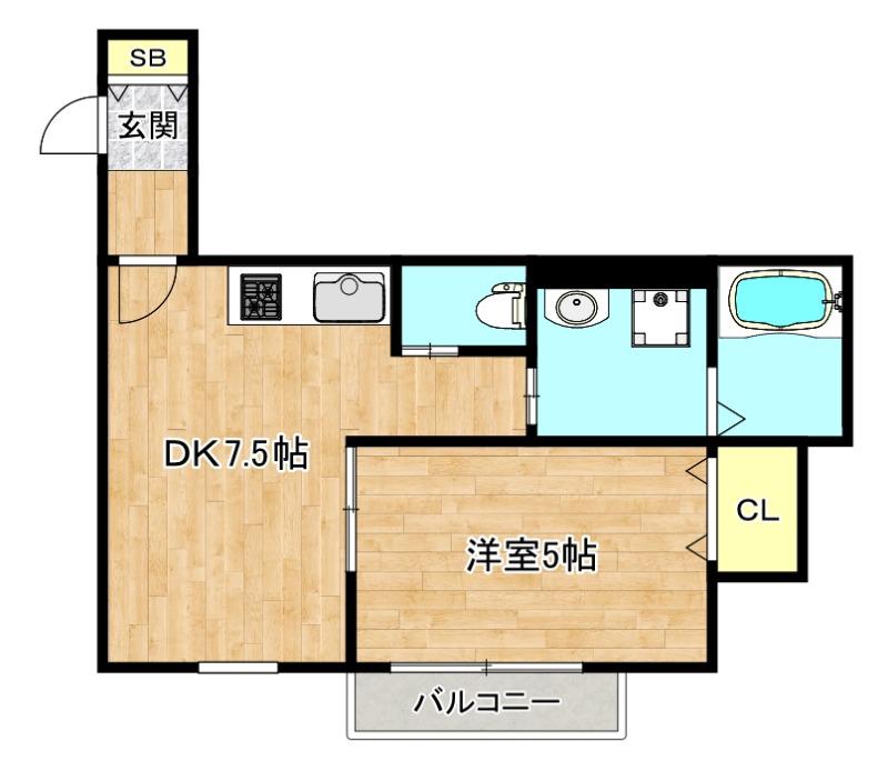 グラントステージ寺田町(1DK/2階)の間取り写真