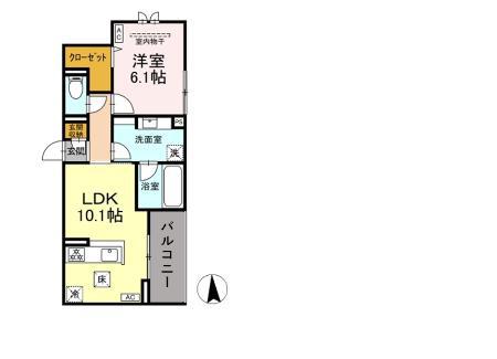 エリシア泉町(1LDK/1階)の間取り写真
