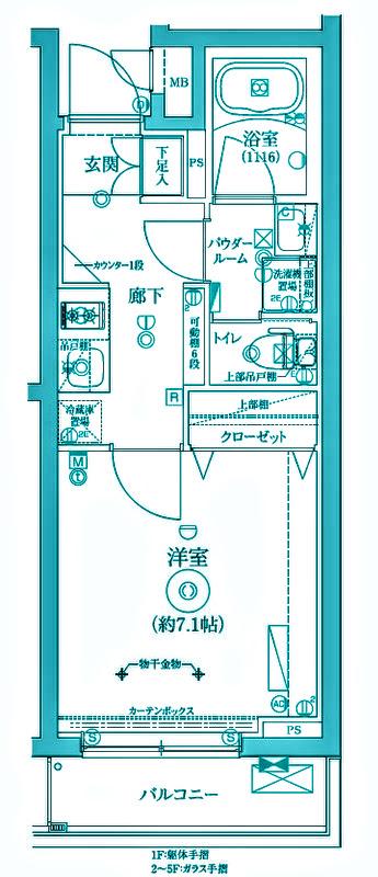 リルシア三軒茶屋(1K/1階)の間取り写真