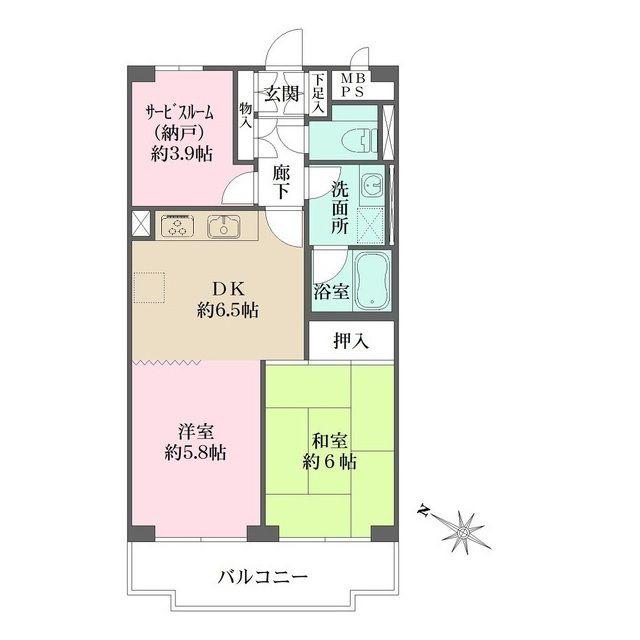 藤和初台コープII(2SDK/2階)の間取り写真