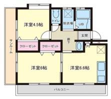西舞マンション(2DK/1階)の間取り写真