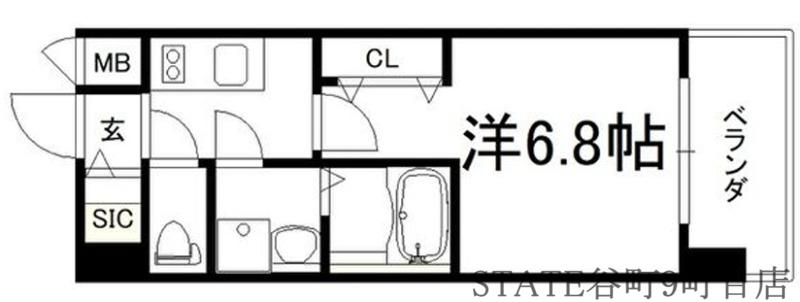 レジュールアッシュ玉造(1K/8階)の間取り写真