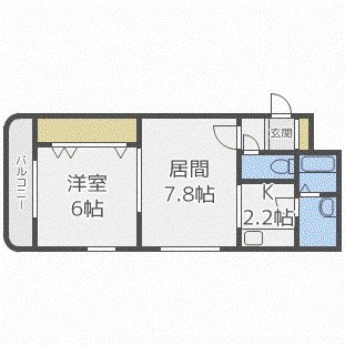 ドリーム新琴似(1LDK/4階)の間取り写真