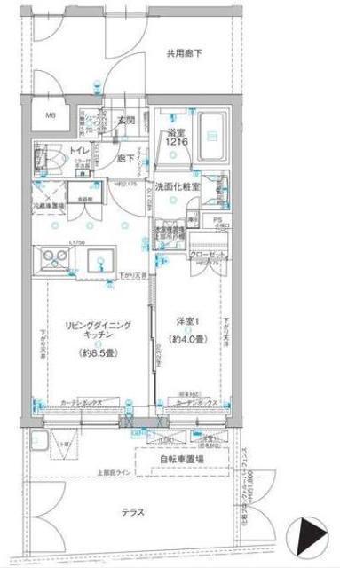 ラフィスタ田園調布(1LDK/1階)の間取り写真