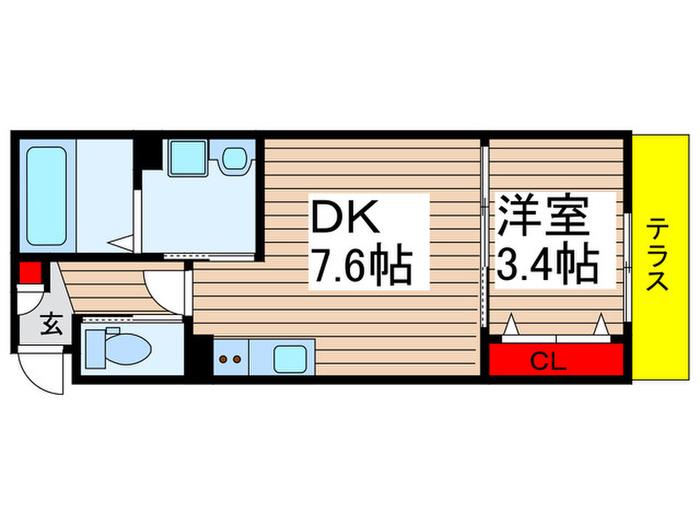 グランドソレイユ八千代台(1DK/1階)の間取り写真