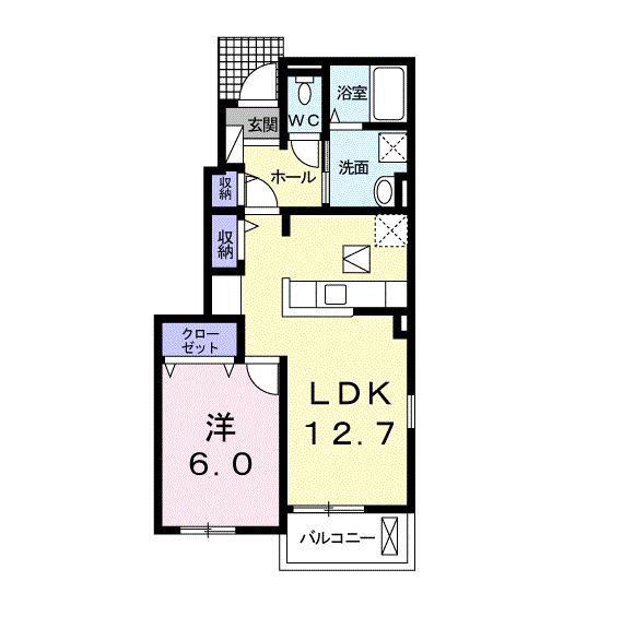 カーサ ルーチェ A(1LDK/1階)の間取り写真