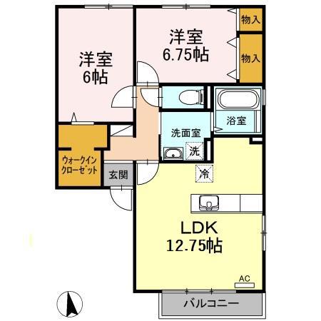 FANTASISTA(2LDK/2階)の間取り写真