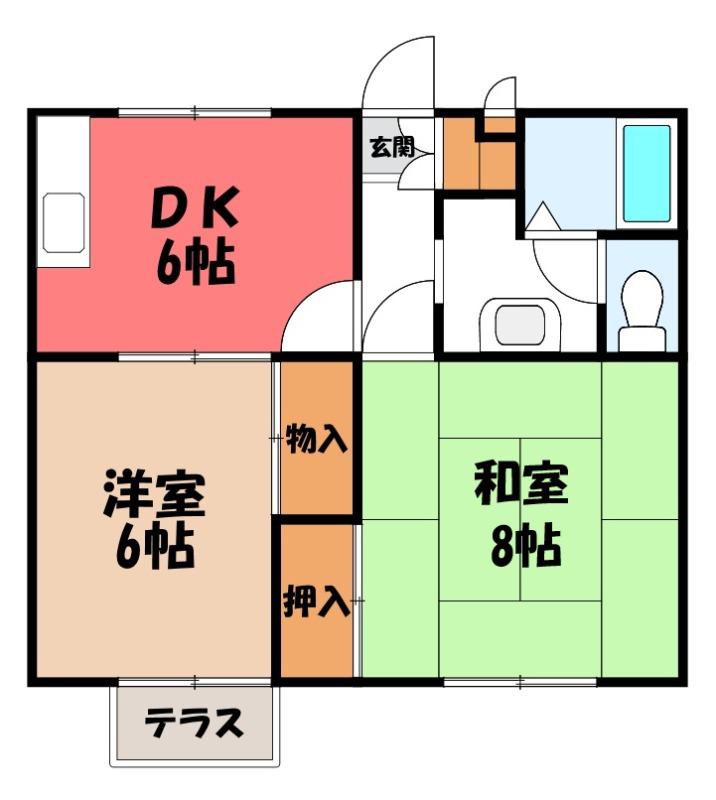 エステート M(2DK/1階)の間取り写真