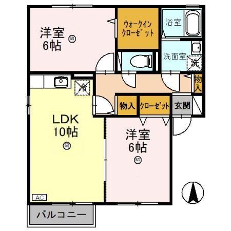 ブルーイーストB棟(2LDK/2階)の間取り写真
