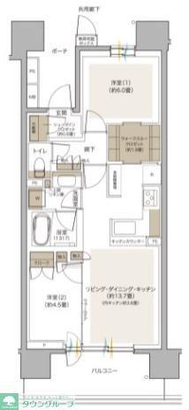 パークホームズ登戸ステーションアヴェニュー(2LDK/7階)の間取り写真