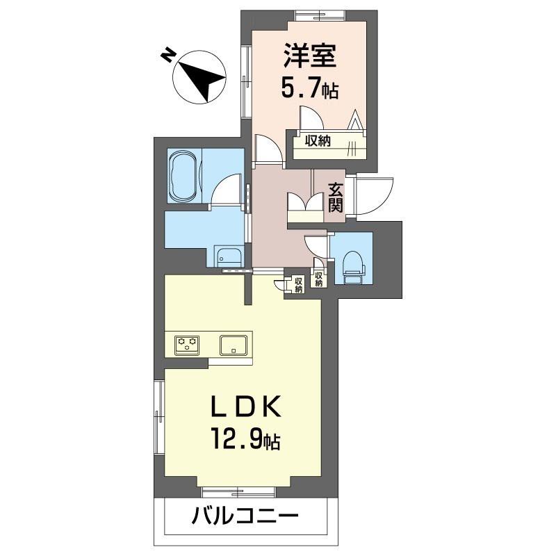 ノルドK(1LDK/2階)の間取り写真
