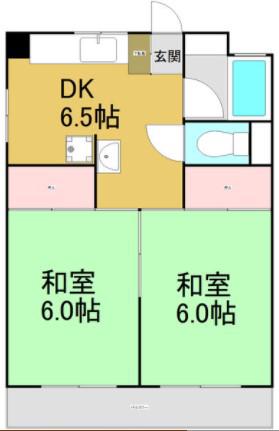 ステラメゾン六番町(2DK/1階)の間取り写真