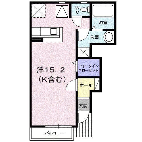 ペルレトゥルムB(ワンルーム/1階)の間取り写真