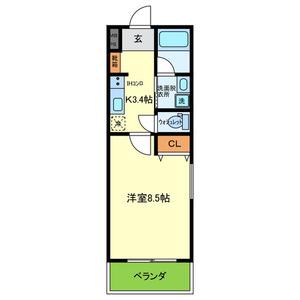 ヴィオーラ西宮(1K/1階)の間取り写真