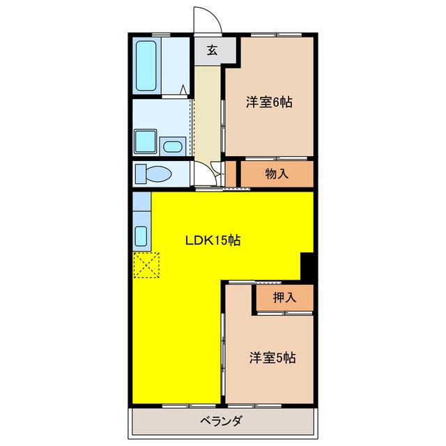 カーサプリメール(2LDK/7階)の間取り写真