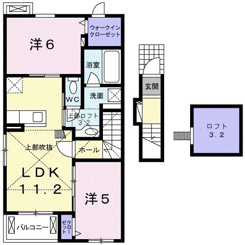 ヴェール(2LDK/2階)の間取り写真
