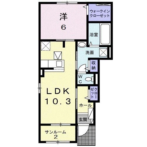 ジャスパーEX・I(1LDK/1階)の間取り写真