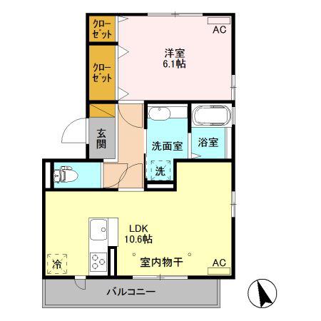 ビーライフ(1LDK/2階)の間取り写真