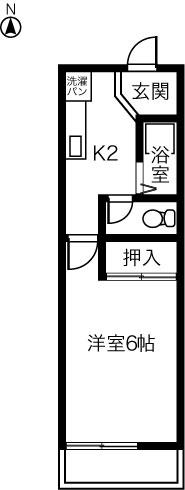 イーストCOURT 両郷 A棟(1K/2階)の間取り写真