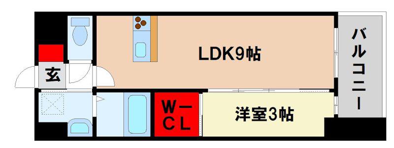 LIFEFIELD二日市駅前(1LDK/8階)の間取り写真