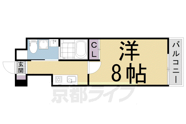 GLADVIS御所西(1K/2階)の間取り写真