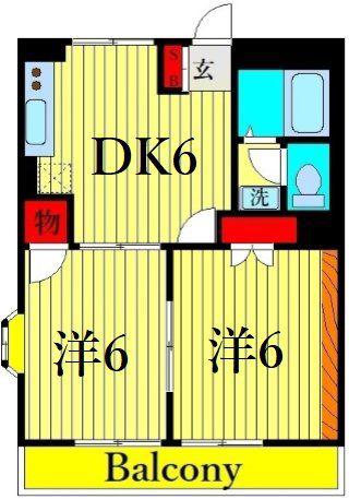 メゾンソレイユ(2DK/1階)の間取り写真