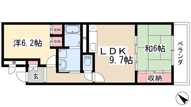 サンバレー白沢(2DK/2階)の間取り写真