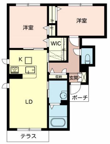 シャーメゾンいろは3(2LDK/1階)の間取り写真