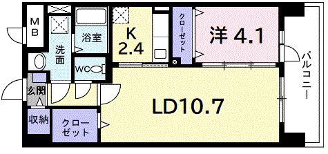 アベニール国立(1LDK/3階)の間取り写真