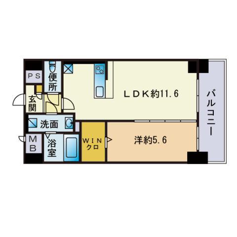 カーサビアンカ西公園(1LDK/7階)の間取り写真