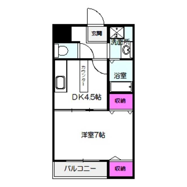 ベルダァーIII番館(1DK/6階)の間取り写真