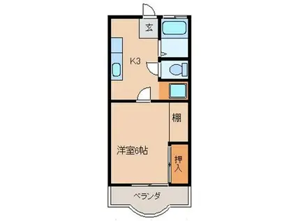 パンション高崎(1K/2階)の間取り写真