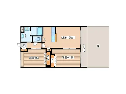 コンフォルト鳳麟(2LDK/1階)の間取り写真