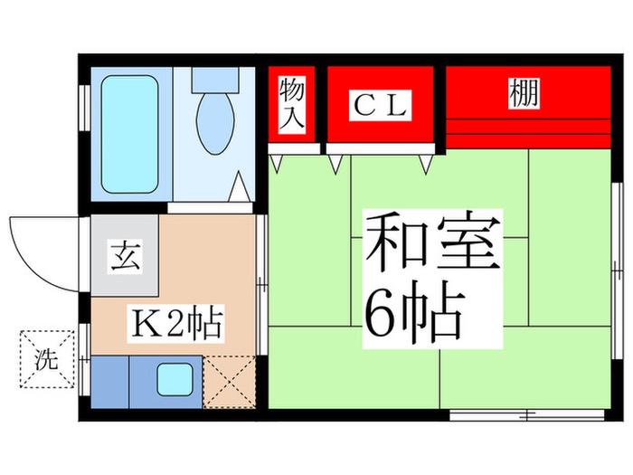 グリーンハイツ(1K/2階)の間取り写真