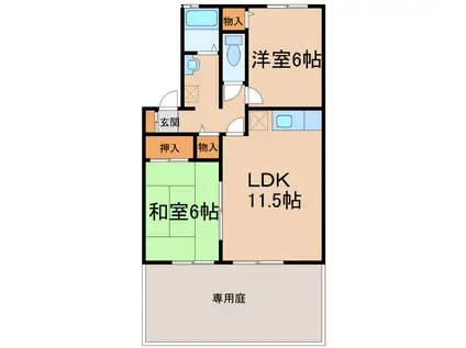 グランシャリオ A棟(2LDK/1階)の間取り写真