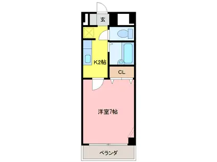 ウィンダムR(1K/3階)の間取り写真
