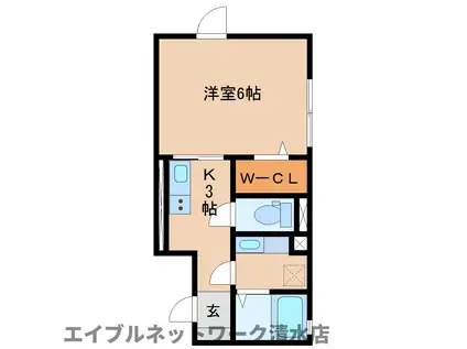 AUGUST(1K/2階)の間取り写真