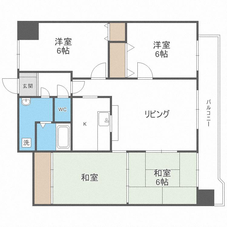 イースト平岸(4LDK/10階)の間取り写真