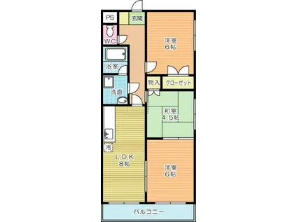 ヴェルクレイン1番館(3LDK/3階)の間取り写真