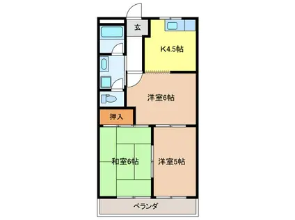 セントラルハイムTAKAHASHI(3K/2階)の間取り写真